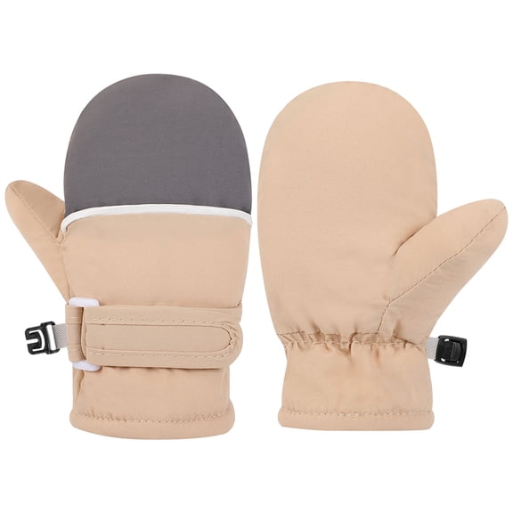 Karoyedx Mittens for Kids Snow Ski Mittens Winter Gloves Warm Waterproof Mittens Gloves for Girls and Boys Khaki Size,S