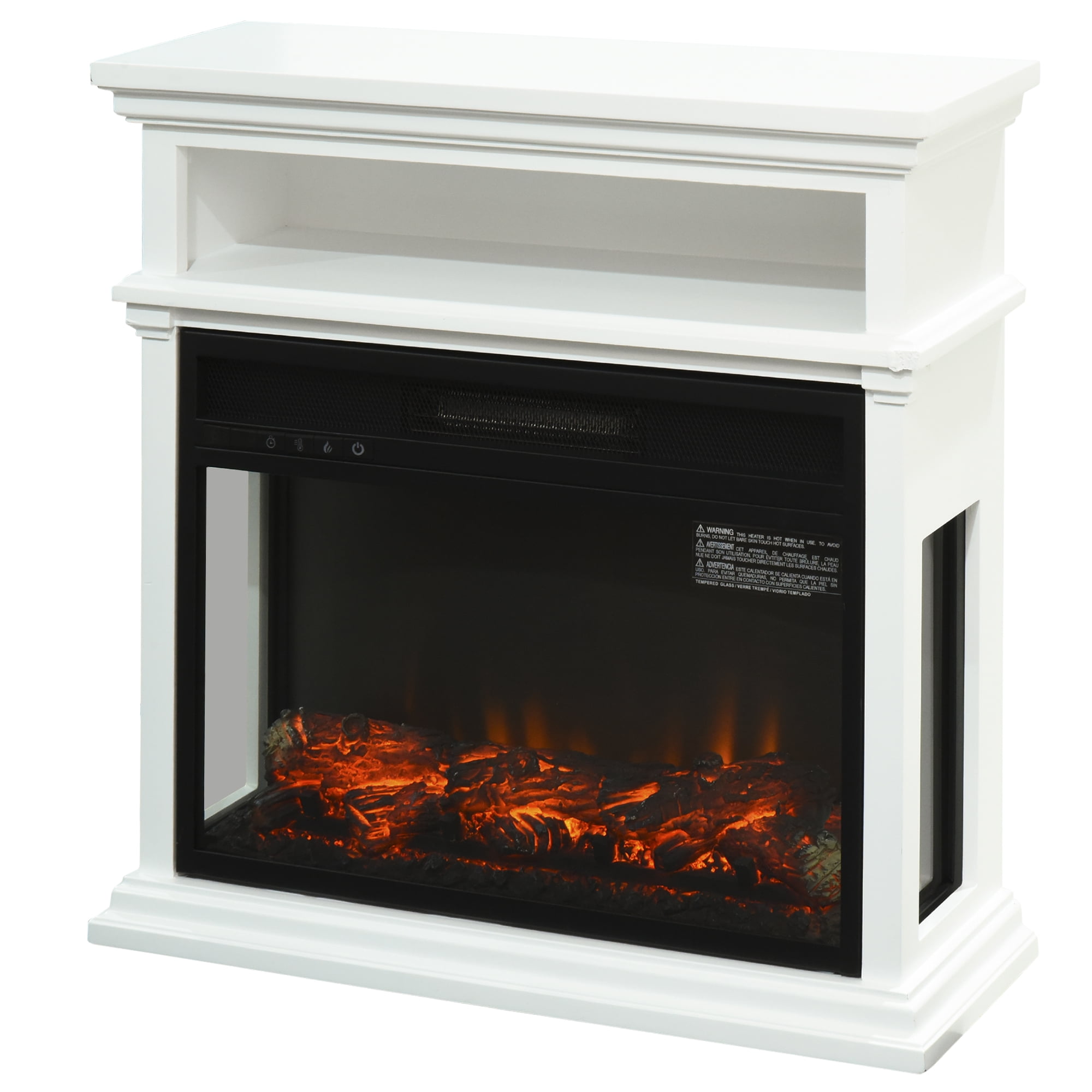 Electric Fireplace with Shelf, Storage Rack, Side Console Table
