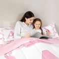 thumbnail image 4 of Erosebridal Cute Coquette Bowknot Twin Comforter Sets,Girls Pink A Alphabet Letter Bedding Set For Kids,Reversible pink,2-Piece, 4 of 7