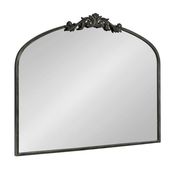 Kate and Laurel Arendahl Ornate Traditional Arched Mirror, 36 x 29, Black, Decorative Baroque Style Arched Wall Mirror with Wide Frame and Ornamental Crown