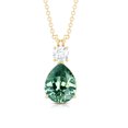 thumbnail image 2 of Rosec Jewels Pear Shaped Lab Created Green Sapphire Drop Pendant with Moissanite for Women, 10K Yellow Gold, 2 of 7