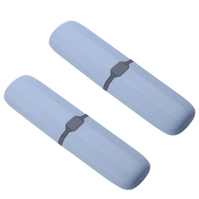 2X Estuche para Cepillo de Dientes de Viaje Estuche para Pasta de Dientes Estirable Contenedor Caja Ajustable Antibacteriana Azul