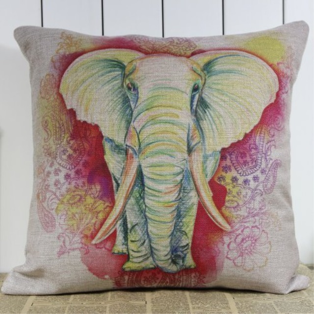 Decho Colorful Elephant Wild Animal Linen Burlap Cushion Cover Pillow Case Walmart Com Walmart Com