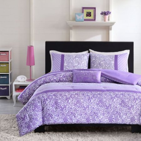 Contemporary 4-pc Purple Microfiber Polyester Comforter Set (Full/Queen)