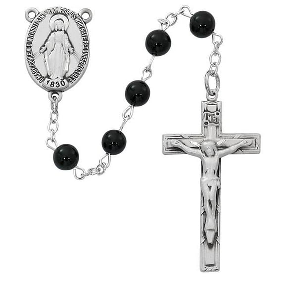 Mcvan R883LF 6 mm Sterling Silver Black Onyx Rosary
