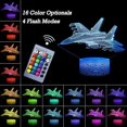 thumbnail image 2 of J-16 Fighter Night Light, lámpara de ilusión 3d J-16 Fighter Lights para habitación de niños, 16 colores Modos intermitentes con control remoto Opreated Regulable Navidad Feliz Sencillez, 2 of 5