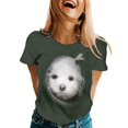 thumbnail image 1 of YDLCAFD T-Shirt Femme Mode Décontractée Imprimé Chiot Mignon Col Rond Manches Courtes T-Shirt Haut, 1 of 5