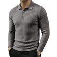 thumbnail image 2 of Garbnen Ribbed Men Polo Shirts Long Sleeve Golf Shirts for Men Collared Stretch Fall Winter Casual Sports Mens Workout Shirt Gray M, 2 of 8