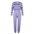 thumbnail image 4 of CHUANK Lounge Suits for Women Colorblocked Pullover Top with Drawstring Sweatpants Trendy Sets with Pockets (X-Large  Wine), 4 of 5