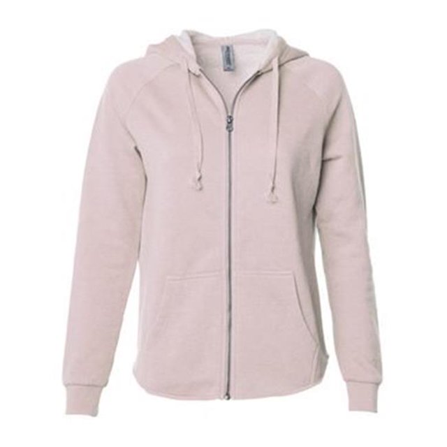 Independent Trading B03076306 Sweat à Capuche à Fermeture à Glissière pour Femmes California Wave Wash, Blush - Extra Grand