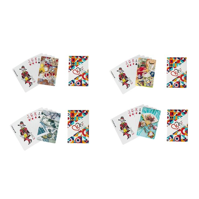 Kat Let’S Play 4 Piece Playing Cards Plastic Coated Design A B C D Multicolour Premium Art Card Paper Deck For Bridge Rummy Poker, Waterproof Playing Cards Washable Flexible | Use For Party & Game