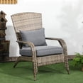 thumbnail image 2 of Outsunny Outdoor Adirondack Chair Rattan Fire Pit Chair with Cushion Grey, 2 of 10