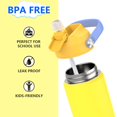 thumbnail image 3 of Ntswasd Botella De Agua Para Niños Con Pajita, Vasos Aislados Para Niños De 18 Oz Con Acero Inoxidable A Prueba De Fugas Para La Escuela, Niños, Niñas, Deportes Y Viajes (Amarillo), 3 of 5