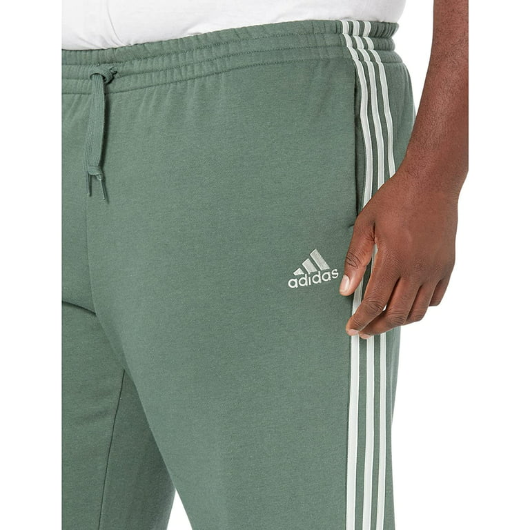Adidas Men's Essentials Fleece Open Hem 3-Stripes, Regular Fit, Multi Sport  Pants- Green Oxide/Linen Green- Size Small 