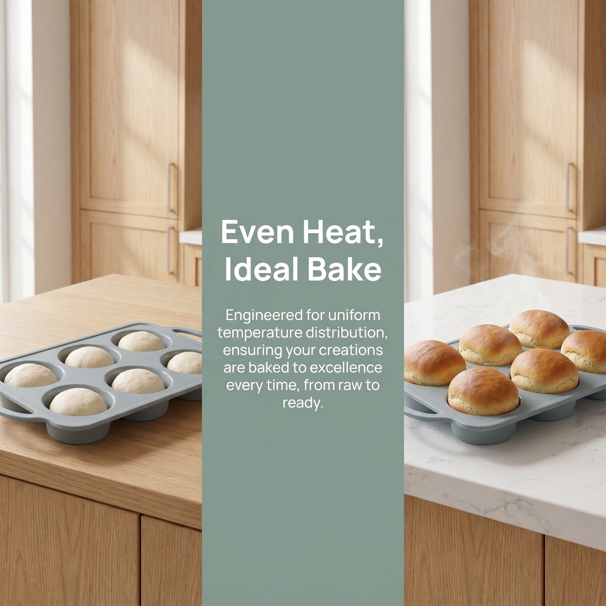Unique Bargains Baking Pan 12-Cup Nonstick Silicone Tray with Dual Handles Gray 12.8"x7.1"x1.5"