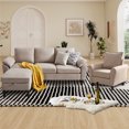 thumbnail image 6 of Pingliang Home Living Room Sectional Sofa with Storage Ottoman and Accent Chair,Single Chair Armchair and 3 Seat L Shaped Couch with Side Pockets for Home Apartment Office Studio, 6 of 9
