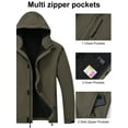 thumbnail image 5 of Men's Hooded Softshell Jacket Water-resistant Insulated Windbreaker Winter Warm Fleece Lined Rain Shell Jacket Army Green 2XL, 5 of 8