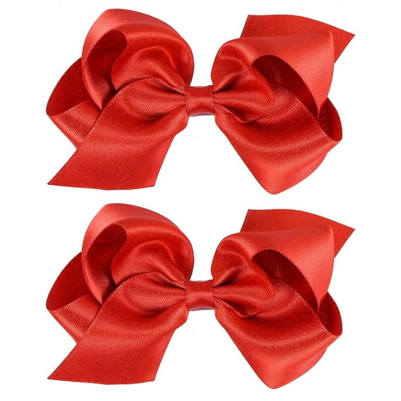 2 Pcs Glitter Gold Ribbon Hair Bows Clips Small Cute Alligator Hairpins 3" for Little Teen Toddler Baby Girls Kids Christmas New Year Gift Wedding Dress Decor Accessories