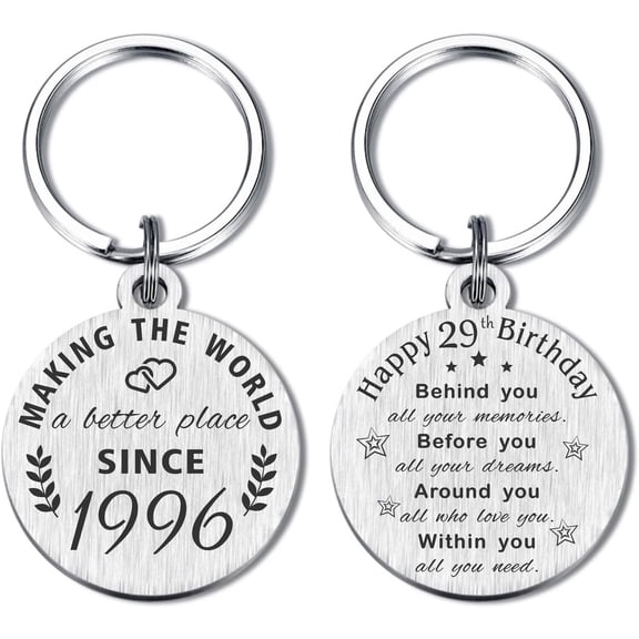 29th Birthday Gifts for Women Men, 29 Year Old Birthday Keychain, Born in 1996 Gifts, 1996 Birthday Decorations