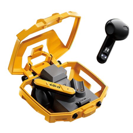 Transformers TF-T32 Wireless Bluetooth Earbuds - Zinc Alloy Case, Low-Latency Gaming & Music Modes, 13mm Loudspeaker, USB-C Fast Charging, Deep Bass Sound Long Battery 24H Playtime – Bumblebee Yellow