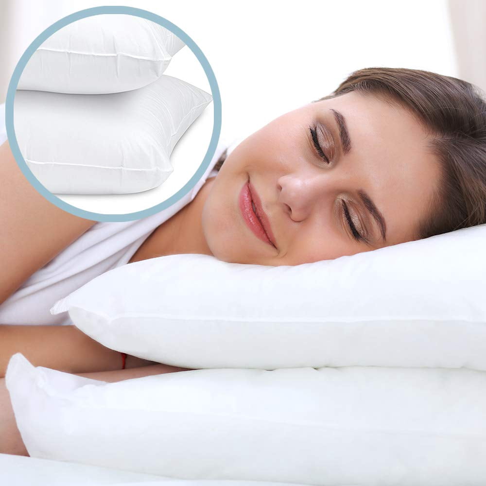 White Classic Bed Pillows for Sleeping 2 Pc Set, Queen Size Pillow Side Sleeper Set, Down Alternative Luxury Hotel Soft Pillow 28x20 Inches | 2 Pack | Queen Size