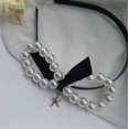 thumbnail image 1 of Women's Retro Pearl Bow Barrettes, Geometric PU Classical Design, Model 250723, 1 of 6