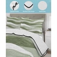 thumbnail image 4 of Quilts King Size Bedding Set, Sage Green Ombre Lightweight Quilted Comforter, Modern Moire Abstract Art Aesthetics Soft Reversible Bedspread Coverlet with Pillow Covers for All Season, 96" x 106", 4 of 7