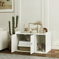 thumbnail image 3 of YKITRDA Cat Litter Box Enclosure Furniture with Scratching Mat, Hidden Litter Box Cabinet, Cat House & TV Stand for 32–43 Inch TVs, MDF, Distressed White, 3 of 11