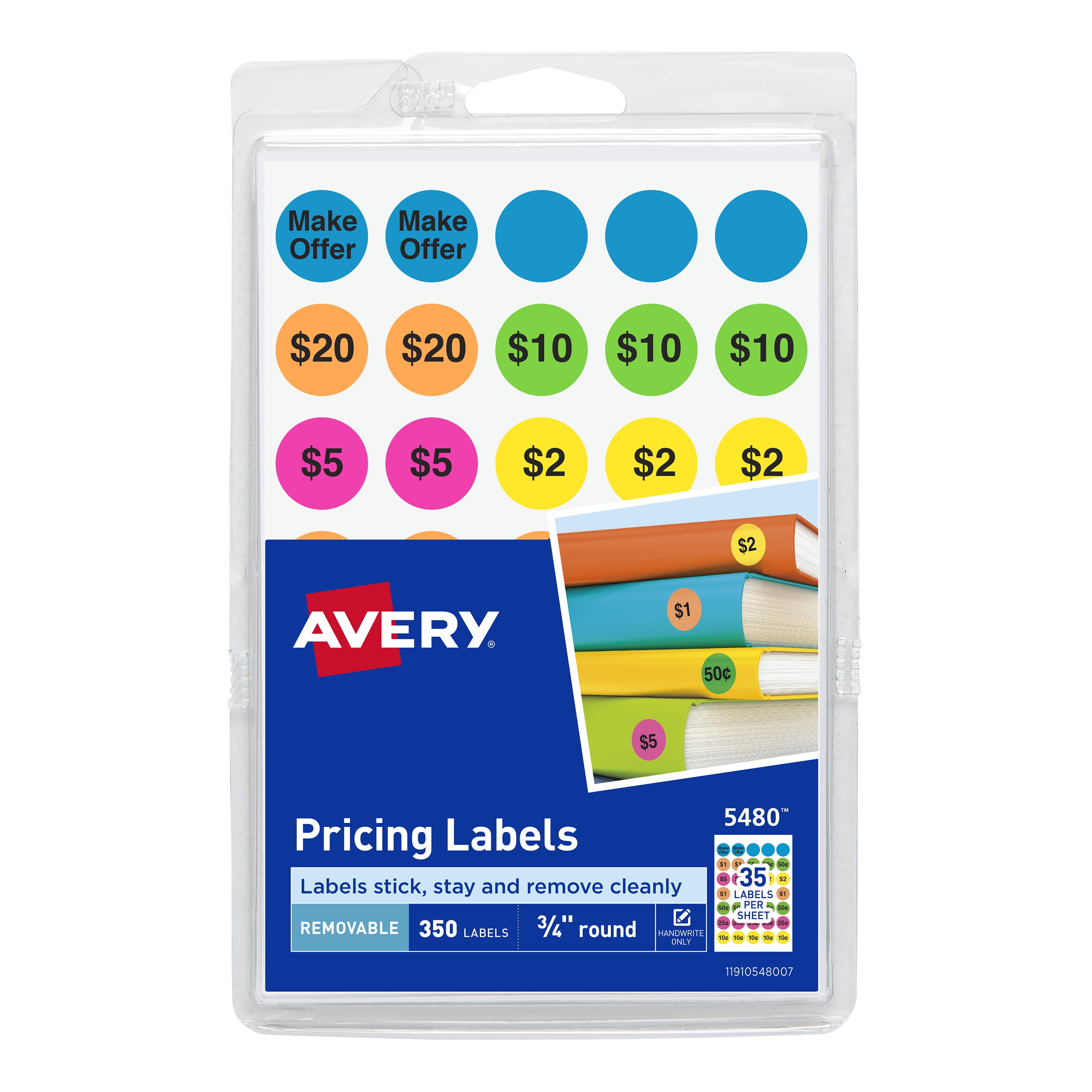 4080 Pcs Garage Sale Price Stickers 3/4 Round Pre-Printed Bright Colors Pricing Sticker Labels 