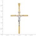 thumbnail image 2 of 14k Two Tone Gold Jesus Lord Christ Crucifix Holy Cross Necklace Charm Pendant Religious Inri, 2 of 6