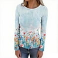 thumbnail image 6 of FNFYFH Long Sleeve Shirt for Women Soft Kit Tops Fall 2025 Crew Neck Casual Basic T-Shirts Floral Print Underscrubs, 6 of 8