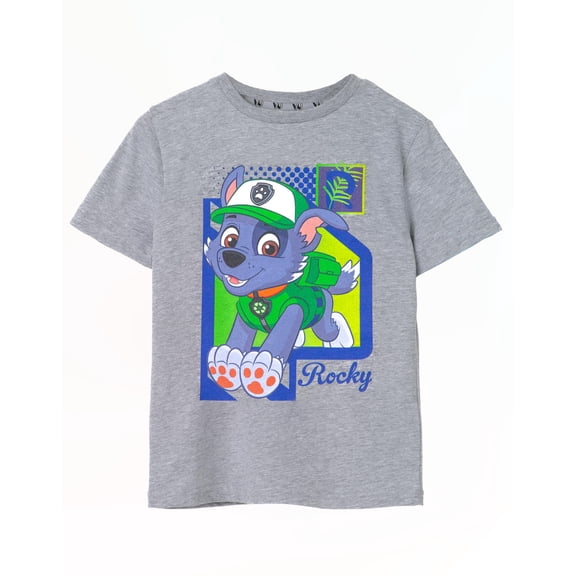 Paw Patrol Rocky Boys Grey Marl Short Sleeved T-Shirt | 5-6 Years | Made by Vanilla Underground