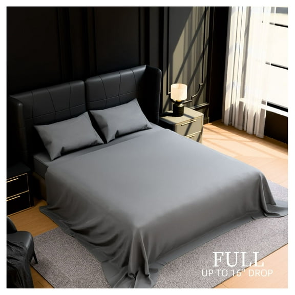 Full Bed Sheets Set 4 Piece - Brushed Microfiber Bedding - Grey - Soft & Durable - Fade Resistant - Easy Care - Full Size Sheets
