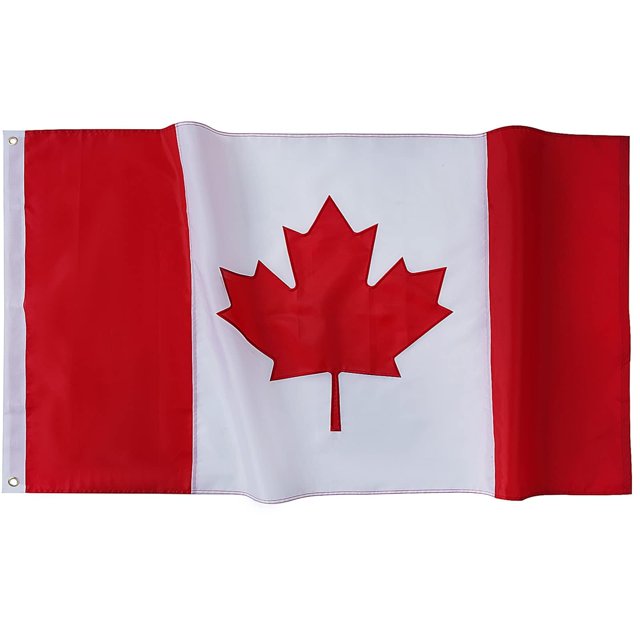FLAGWIN Drapeau du Canada 5 X 8 Pi, Drapeaux Canadiens Robustes Feuille d'Érable Brodée avec 3 Oeillets en Laiton, Couleur Vive et Résistant à la Décoloration Canada B