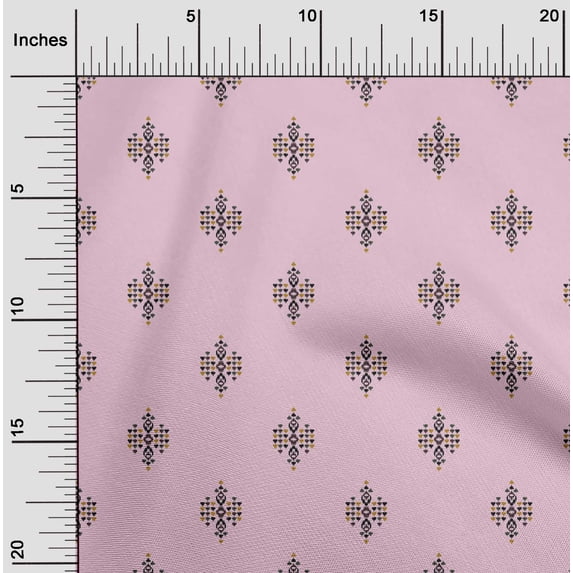 oneOone Cotton Cambric Fabric Geometric Ikat Printed Craft Fabric BTY 56 Inch Wide