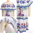 thumbnail image 3 of FYMNSI Robe Mexicaine pour Femmes Imprimé Floral Épaules Dénudées Robe Longue Bohème Robe d'Été, 3 of 4