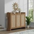 thumbnail image 2 of SICOTAS 7 Tier Shoe Storage Cabinet for Entryway, 30 Pairs Rattan Shoe Rack Cabinet with Doors & Adjustable Shelves, Freestanding Boho Shoe Organizer Cabinet for Hallway, Oak, 2 of 9
