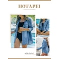 thumbnail image 4 of HOTAPEI Button Down Denim Shirts for Women Casual Roll Up Long Sleeve Tops Button Denim Jackets With Pockets, 4 of 5