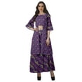 thumbnail image 1 of Moomaya Printed High Low Crop Top Kurti Palazzo Set Ethnic Indian Clothing Set For Womens, 1 of 9