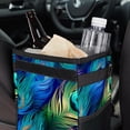 thumbnail image 6 of Peacock Feathers Foldable Mini Trash Can Car Trash Can with Lid Leak-Proof Hanging Storage Bag for Car, 6 of 6