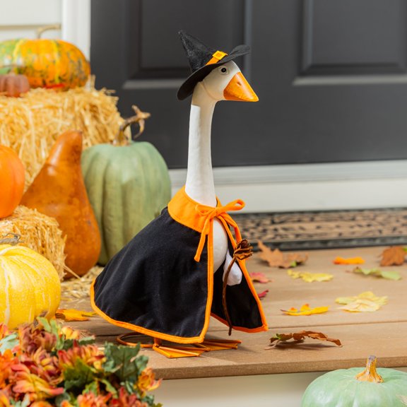 Evergreen Porch Goose Outfit for Giddy the Goose, Witch Decorative Clothes Costume for 21" Garden Geesse Statues, Seasonal Home Dcor