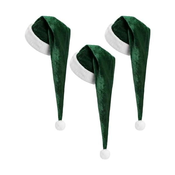 wonima02 3 Pcs Christmas Santa Hat for Adults with Plush Brim Thicken Unisex Velvet Classic Xmas Holiday New Year Party