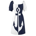 thumbnail image 6 of Nautical white and navy blue anchor Dress long sleeve dresses festival outfit women, 6 of 6