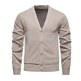 thumbnail image 2 of Dpytoraw 2024 Winter V Neck Cardigan Plus Fleece Thickened Knit Sweater, 2 of 5