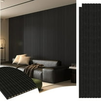 4pcs Wood Slat Acoustic Panels, 47.24" x 11.02"  inch, MDF Accent Wooden Wall Panels for Modern Interior Wall Decor, Faux Wood Wall Board Panels for Noise Reduction, Black