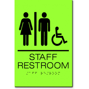 

Unisex STAFF RESTROOM Accessible Sign-Laserglow / Black (1 Unit)