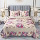 thumbnail image 3 of Colcha acolchada en la cama, edredón de algodón con estampado Floral, cobertor de retazos, manta de tamaño Queen, Cubrecam, 3 piezas, 3 of 5