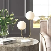 Glavbiku Modern U-Shape Metal Stand 2 Lights Globe Table Lamp,Gold,22in H,Adult