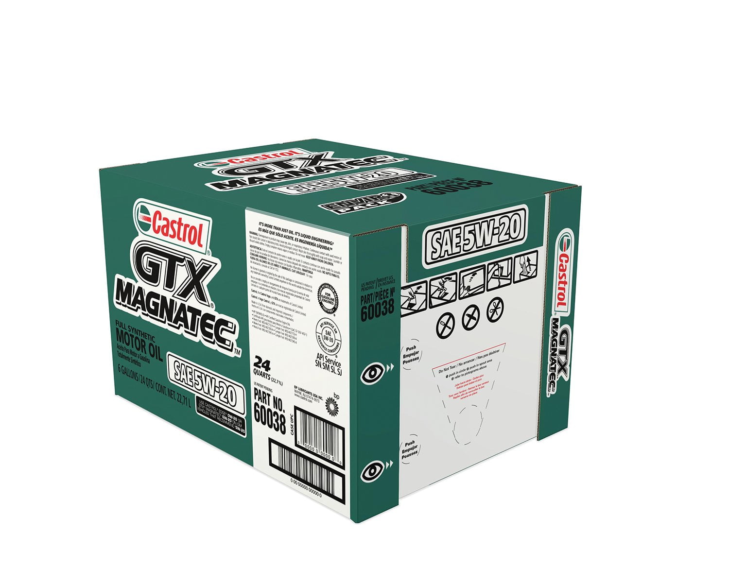 Castrol 60038 GTX MAGNATEC 5W20 Full Synthetic Motor Oil, 6 Gallon