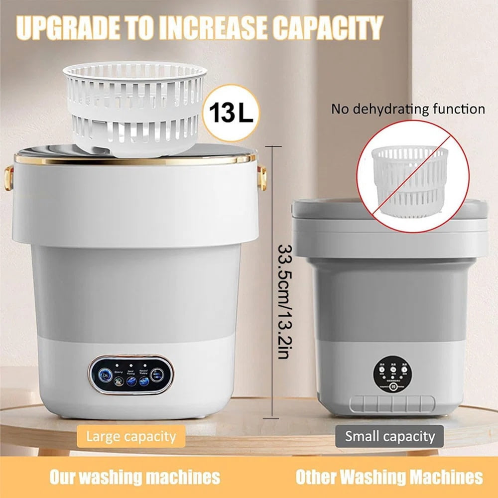 13L Portable Folding Mini Washing Machine with Spin-Dry, Compact for Small Spaces, Dorms & Travel